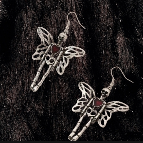 Betsey Johnson Jewelry - BETSEY JOHNSON GOTHIC SILVER FAIRY EARRINGS